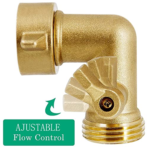 Xiny Tool 90 Degree Garden Hose Adapter with Shut Off Valves, 3/4" Solid Brass Garden Hose Elbow Connector with 4 Extra Pressure Washers, 2 Pack - Image 4