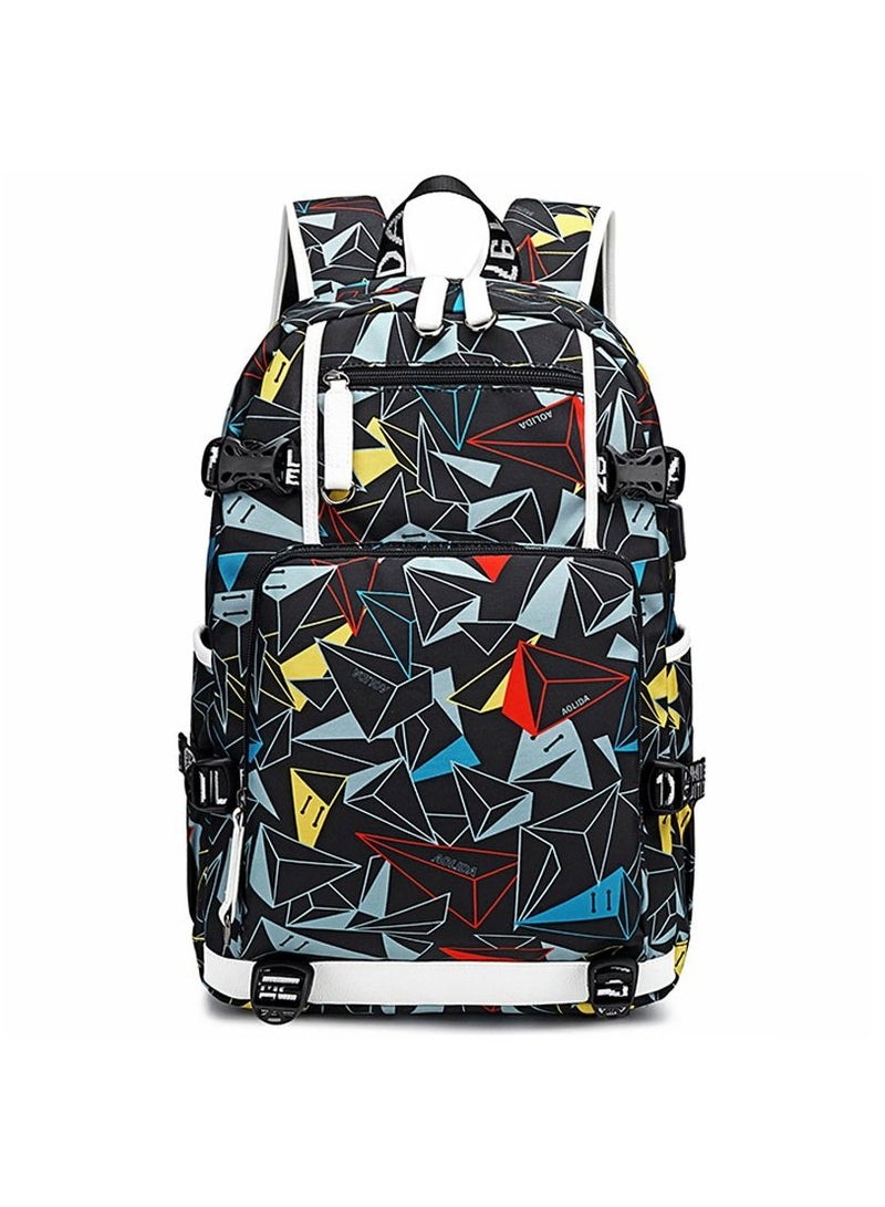 Aolida 1-Piece Men's Korean Version Backpack Minimalist Middle School Student Backpack Heat Transfer Printed Casual Men's Backpack - Image 1