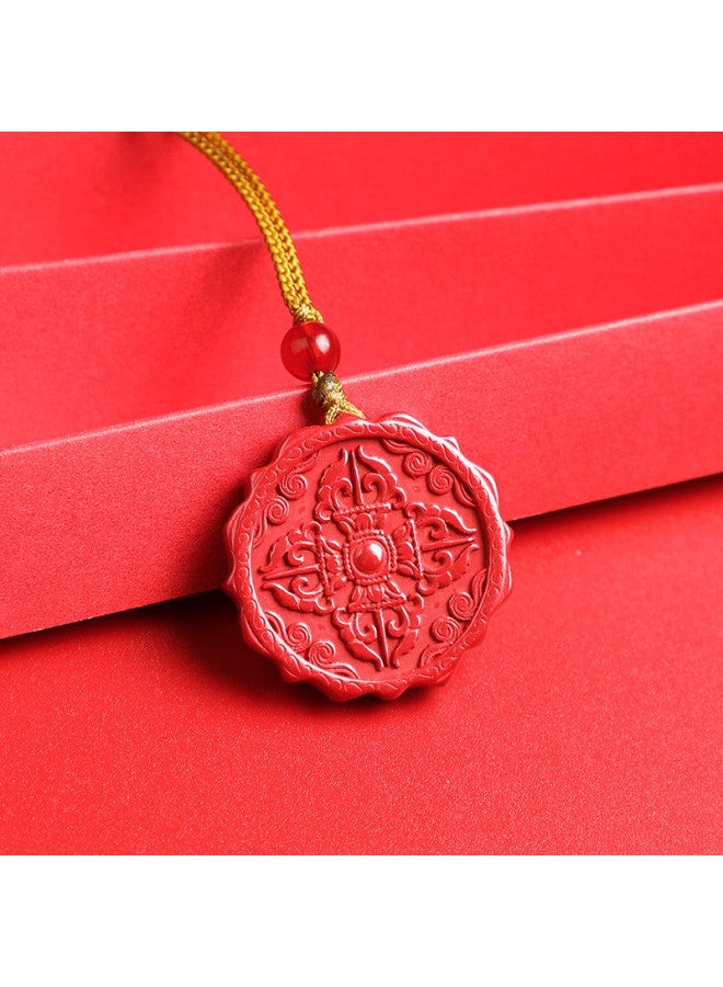 Genuine Guaranteed High-content Cinnabar Imperial Sand Ruyi Lock Eight Treasures Wealth Axe Premium Pendant - Image 2