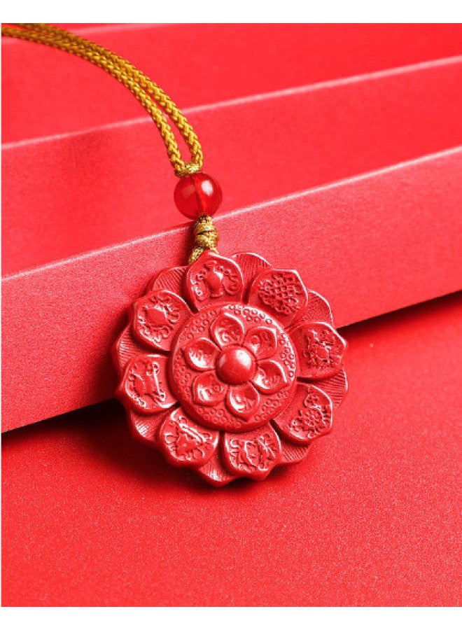 Genuine Guaranteed High-content Cinnabar Imperial Sand Ruyi Lock Eight Treasures Wealth Axe Premium Pendant - Image 1