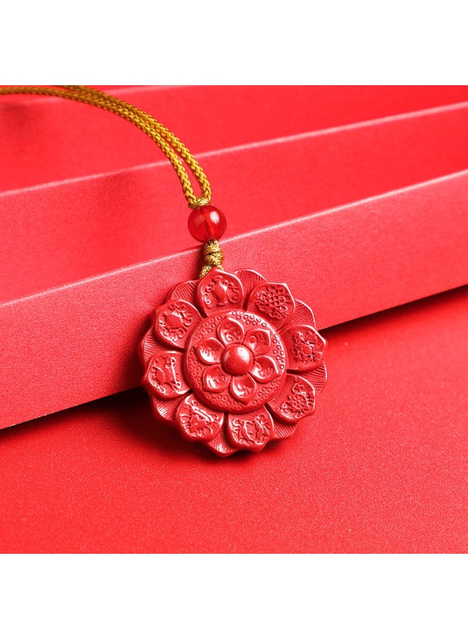 Genuine Guaranteed High-content Cinnabar Imperial Sand Ruyi Lock Eight Treasures Wealth Axe Premium Pendant - Image 3