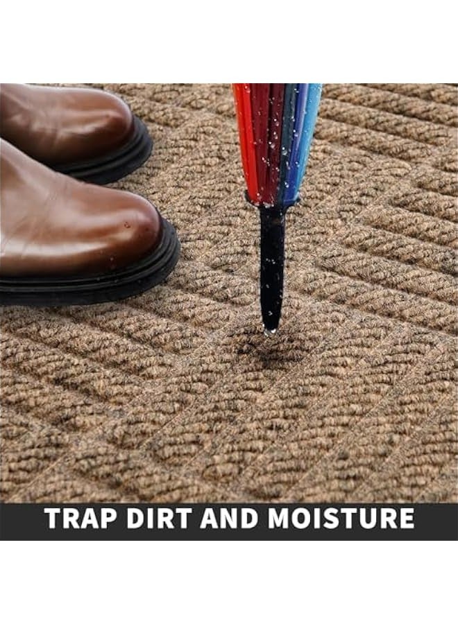 تراسل سجادة باب أمامية خارجية داخلية، سجادة باب خارجية مطاطية مانعة للانزلاق في جميع الأحوال الجوية غير قابلة للانزلاق، سجادة باب خارجية للمدخل الخارجي فائقة الامتصاص ومقاومة للرطوبة، سجادة ترحيب لواجهة المنزل والمدخل والفناء - Image 4