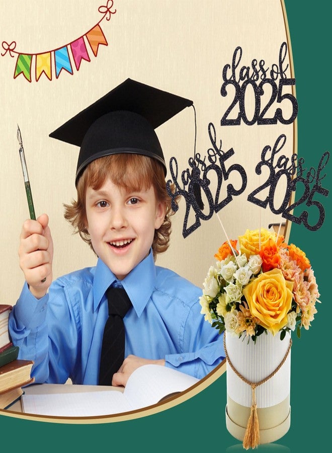 MixTeach مجموعة من 20 قطعة من قطع مركزية لحفل تخرج دفعة 2025 من MixTeach، قطع مركزية لامعة لحفل تخرج دفعة 2025، أعواد تزيين طاولة حفل التخرج لطاولة حفل التخرج لعام 2025، لوازم تزيين حفلات التخرج، باللون الأسود - Image 5