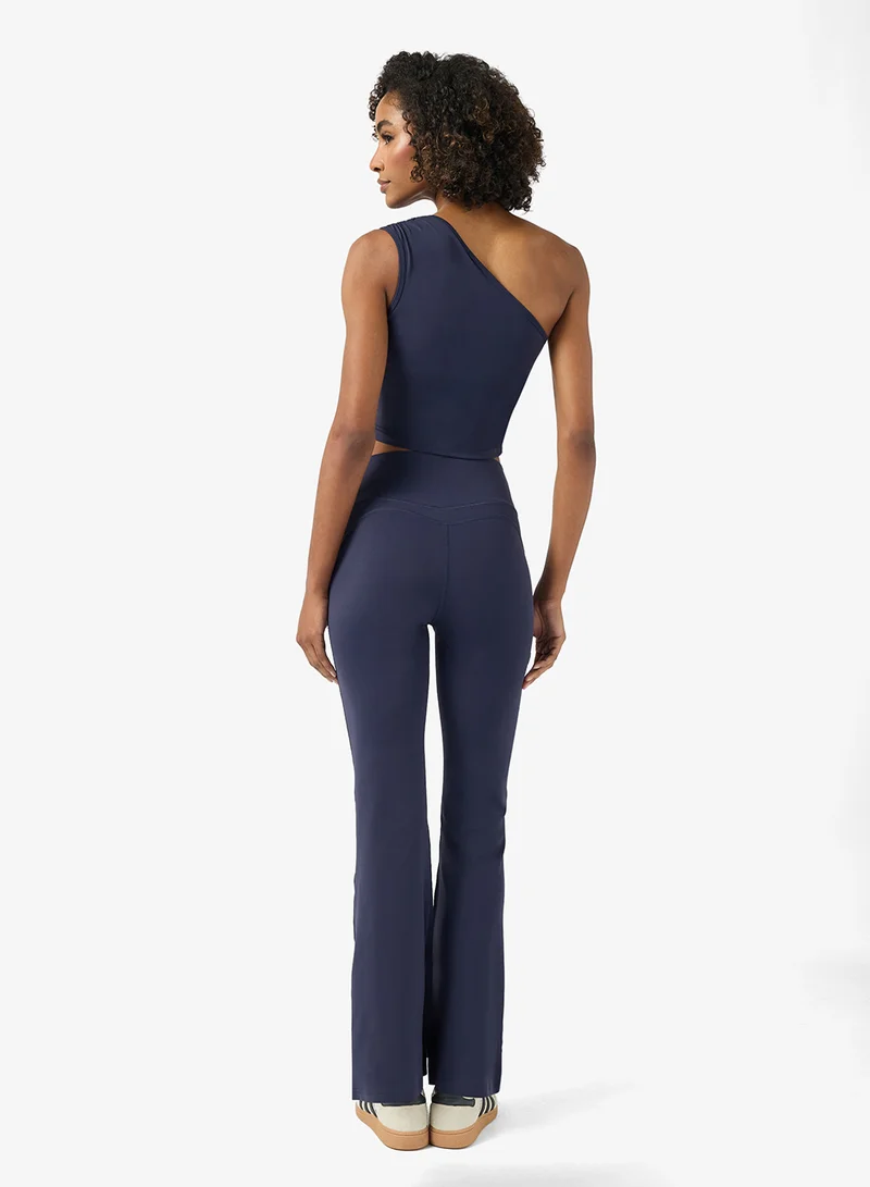 فورورد One Shoulder Training Top & Flared Pant Set