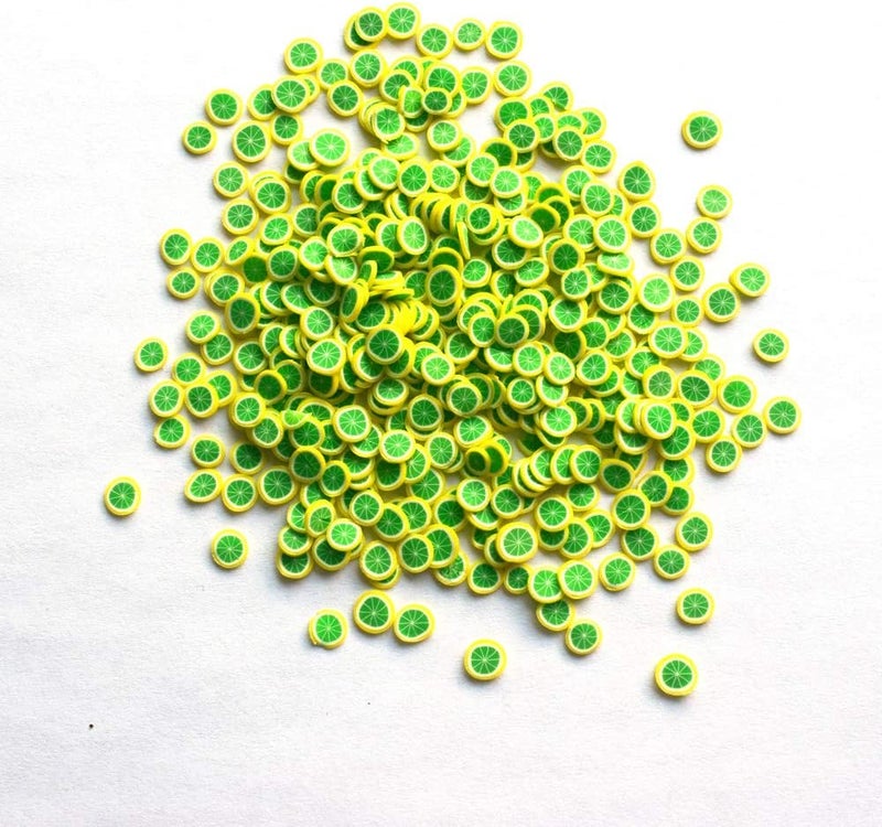 100Gram/Bag Polymer Clay Yellow Green Lemon Fruit Slices 5mm Diameter DIY Nail Art Decorations Sticker Mixed Tools Supplies