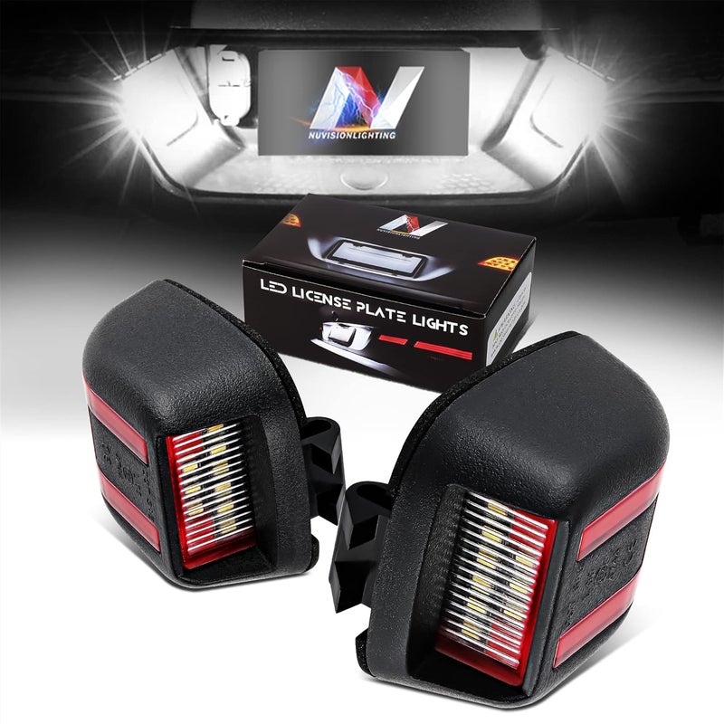 NVL-LPL-019 زوج من أضواء لوحة الترخيص LED ذات الهيكل الأسود والعدسة الشفافة ونمط العدسة الحمراء C المتوافقة مع Frontier/Navara 07-19 - Image 1