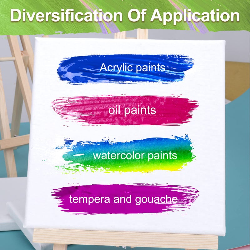 ESRICH 14 Packs Stretched Canvases for Painting, Multi Pack 11x14, 9.44x12, 8x10, 5x7, 4x4, Round Canvas with 8x8,10x10(2 of Each), Blank Primed Canvas, for Oil Paint, Acrylic Paint, for Beginners, Artists. - Image 4
