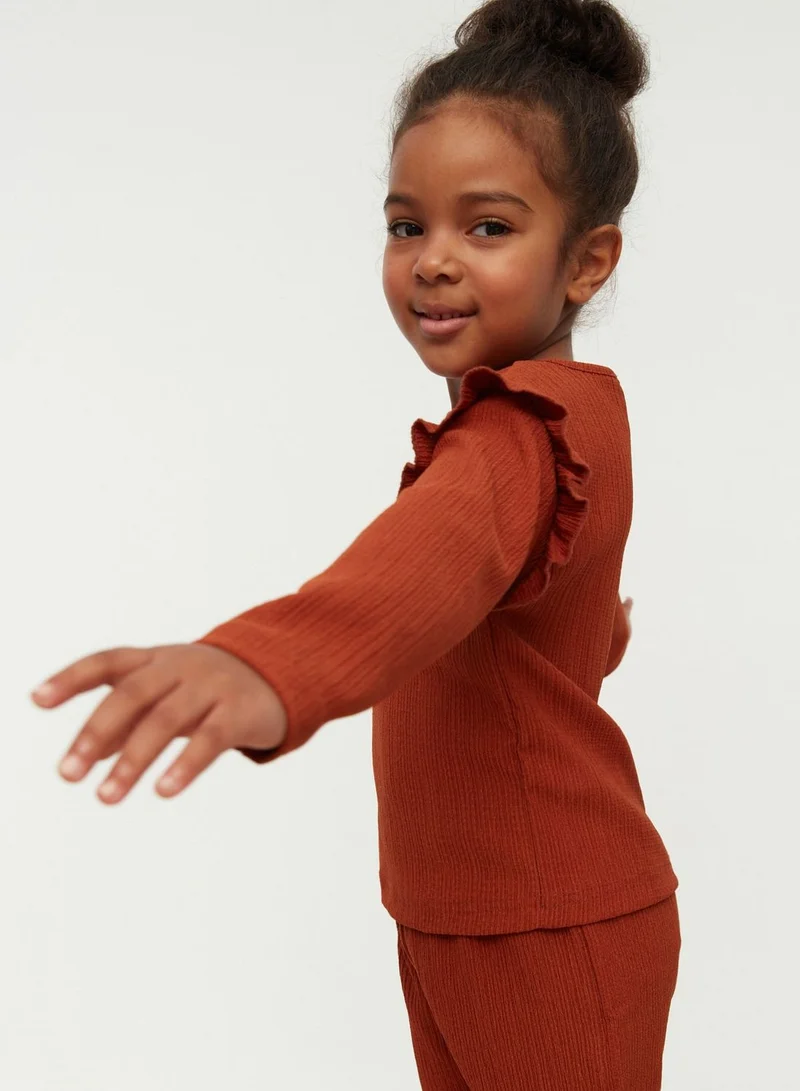 trendyol Kids Frill Detail Top & Pants Set