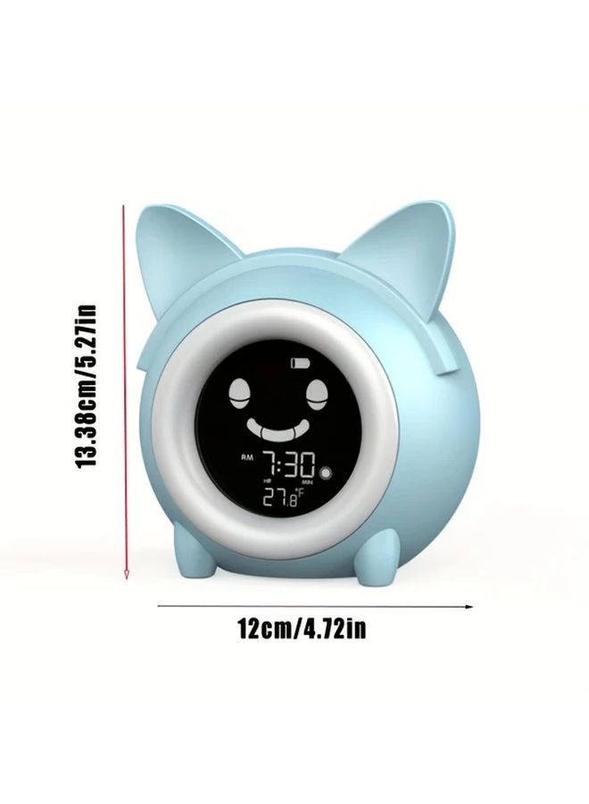 Blue Cartoon Sleep Trainer Clock Night Light Wake Up Alarm Clock USB Powered - Image 3
