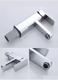 JSDUN High-Quality Silver Stainless Steel Faucet, Splash-Proof Filter Design, Hot and Cold Dual Control, Suitable for Kitchen, Bathroom, Household Single-Hole Basin (Including 60cm Hose)  - Image 4