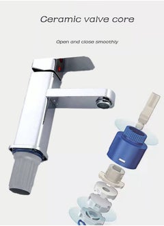 JSDUN High-Quality Silver Stainless Steel Faucet, Splash-Proof Filter Design, Hot and Cold Dual Control, Suitable for Kitchen, Bathroom, Household Single-Hole Basin (Including 60cm Hose)  - Image 5