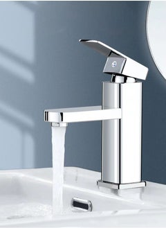 JSDUN High-Quality Silver Stainless Steel Faucet, Splash-Proof Filter Design, Hot and Cold Dual Control, Suitable for Kitchen, Bathroom, Household Single-Hole Basin (Including 60cm Hose)  - Image 1