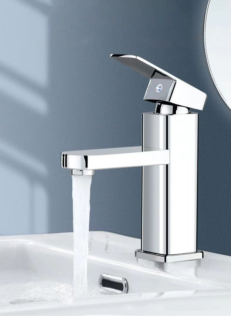 Monda High-Quality Silver Stainless Steel Faucet, Splash-Proof Filter Design, Hot and Cold Dual Control, Suitable for Kitchen, Bathroom, Household Single-Hole Basin (Including 60cm Hose) - Image 1