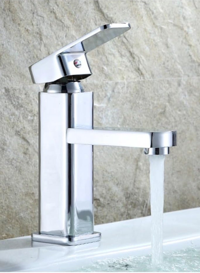 Monda High-Quality Silver Stainless Steel Faucet, Splash-Proof Filter Design, Hot and Cold Dual Control, Suitable for Kitchen, Bathroom, Household Single-Hole Basin (Including 60cm Hose) - Image 2