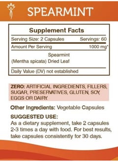 Secrets of the Tribe Secrets Of The Tribe Spearmint Capsules 1000 mg Organic Spearmint (Mentha spicata) Dried Leaf, Women's Hormone Support Supplement (120 Capsules)  - Image 3