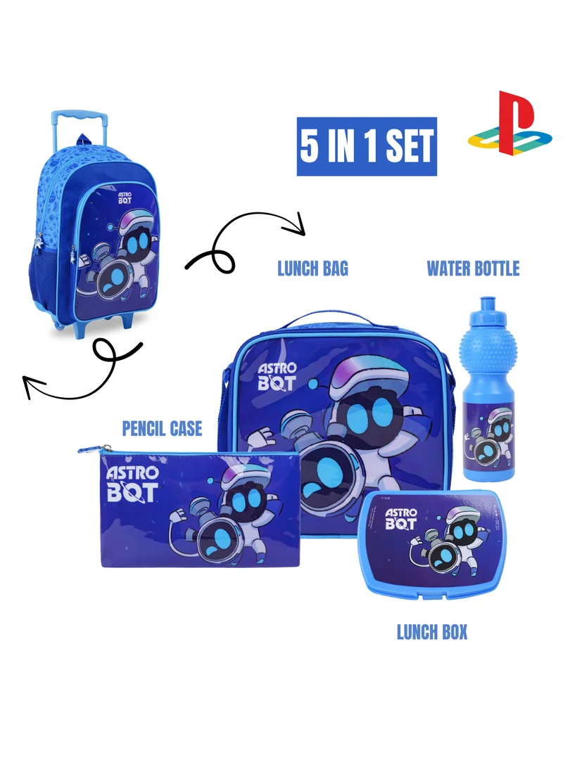 بلاي ستيشن Sony Playstation Astros Playroom 5In1 Trolley Box Set 18" I Trolley I Lunch Bag I Water Bottle I Pencil Case I Lunch Box I Packaging