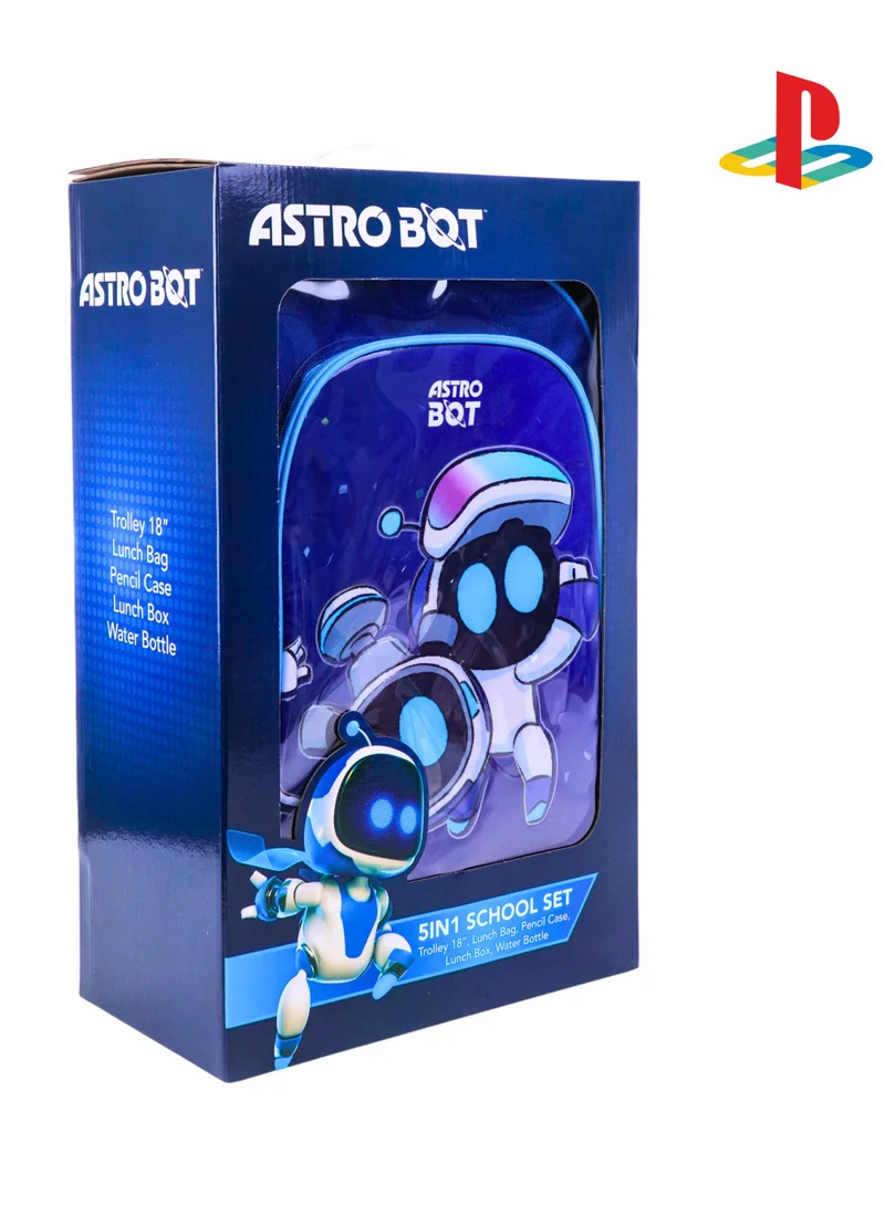 بلاي ستيشن Sony Playstation Astros Playroom 5In1 Trolley Box Set 18" I Trolley I Lunch Bag I Water Bottle I Pencil Case I Lunch Box I Packaging