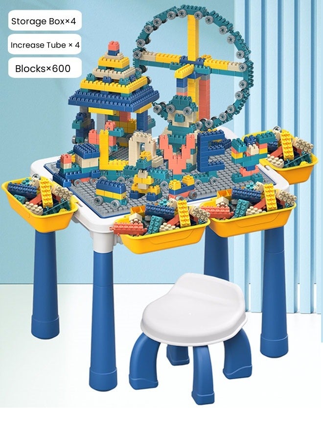 Loquat Building Block Table Toddlers Activity Table Kids Activity Table and Chair Set With 600Pcs Building Blocks Sand Water Table Kids Learning Play Table Toys for Girls Boys Toddler - Image 1