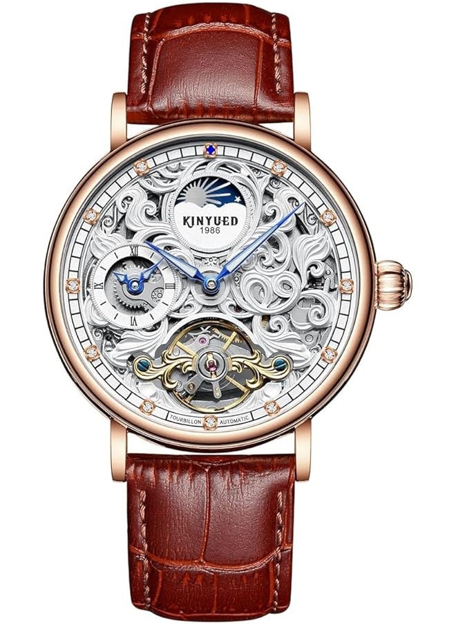 Generic Mens Mechanical Watches Luxury Automatic Skeleton Tourbillon Watch Waterproof Crystal Self Winding Wrist Watch For Men  - Image 1