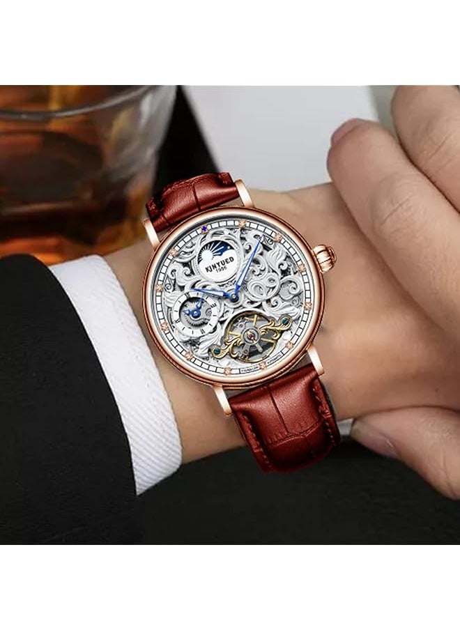 Generic Mens Mechanical Watches Luxury Automatic Skeleton Tourbillon Watch Waterproof Crystal Self Winding Wrist Watch For Men  - Image 2
