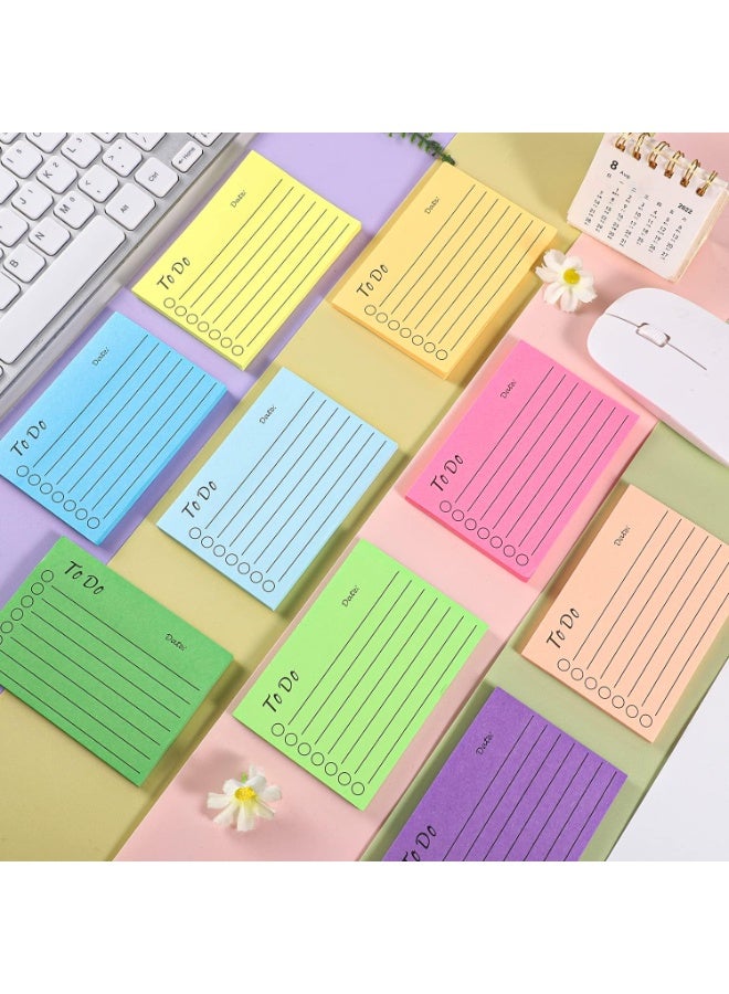 9 Pack to Do List Sticky Notes, Self-Stick Sticky Notes, Colorful Sticky Notes Pad with Lines, Do List Notepads for School Office Meeting Home Plan Reminder Stationery Supplies(450 Sheets,10 * 7cm) - Image 3