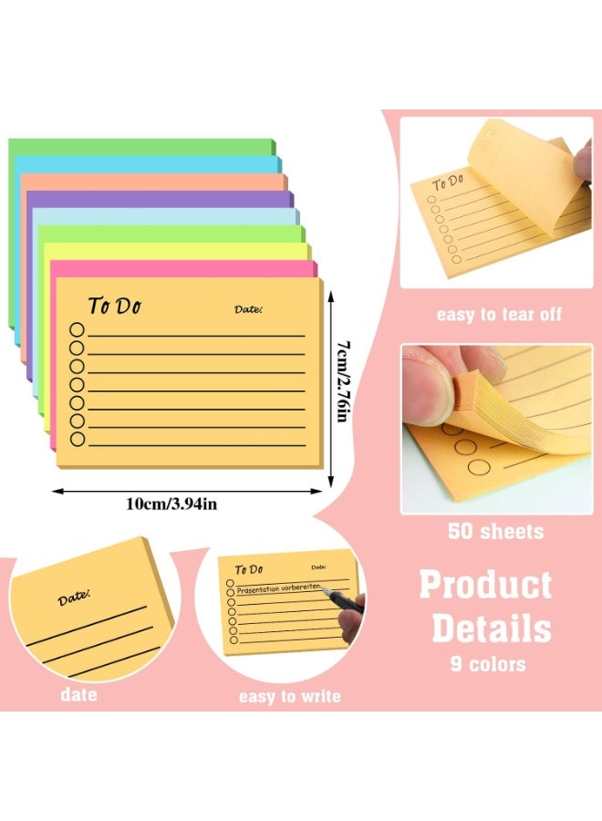 9 Pack to Do List Sticky Notes, Self-Stick Sticky Notes, Colorful Sticky Notes Pad with Lines, Do List Notepads for School Office Meeting Home Plan Reminder Stationery Supplies(450 Sheets,10 * 7cm) - Image 2