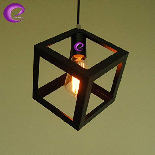 GreyWings Modern Cube Hanging Pendant Light for Ceiling – Black Metal, Antique Décor, Made in India, E-27 Holder (Bulb is not Included) Pack of 1 - Image 5