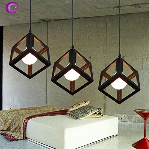 GreyWings Modern Cube Hanging Pendant Light for Ceiling – Black Metal, Antique Décor, Made in India, E-27 Holder (Bulb is not Included) Pack of 1 - Image 4
