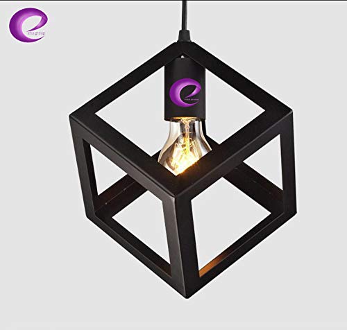 GreyWings Modern Cube Hanging Pendant Light for Ceiling – Black Metal, Antique Décor, Made in India, E-27 Holder (Bulb is not Included) Pack of 1 - Image 2