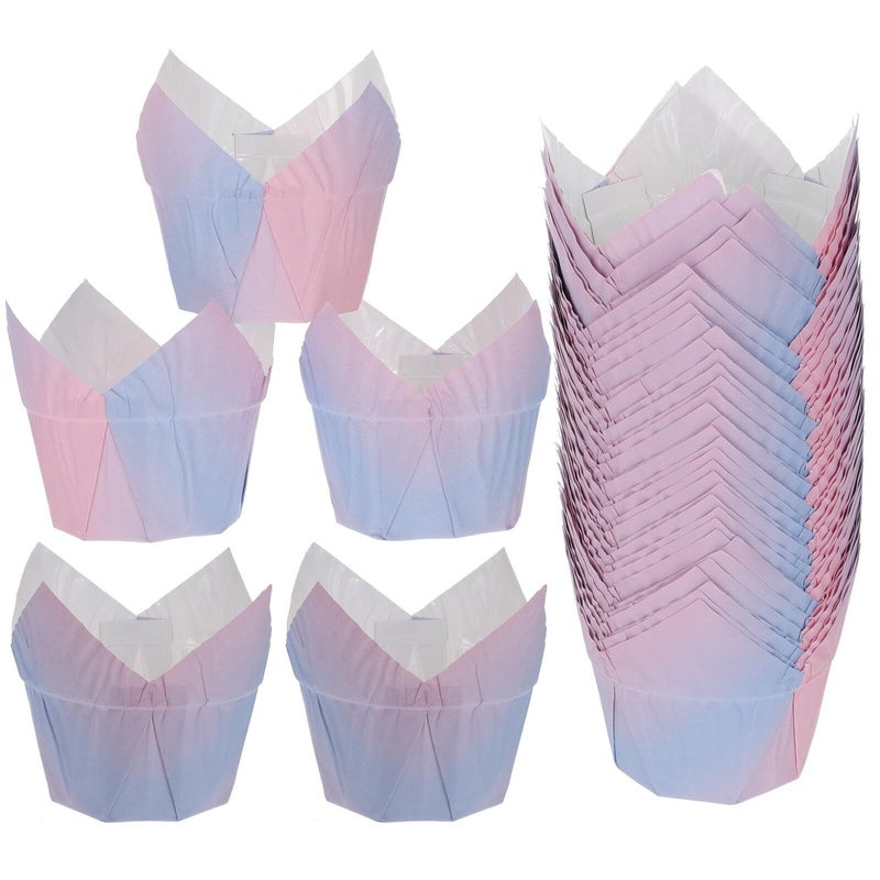 Gradient Color Tulip Baking Cups Coated Paper Muffin Liners 100pcs Pack - Image 2