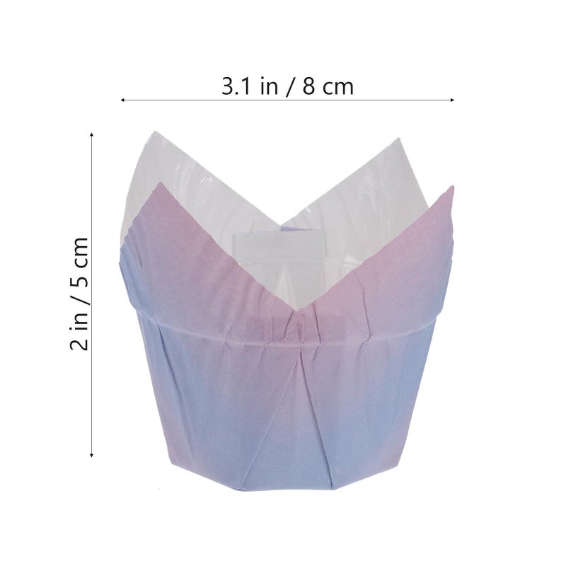 Gradient Color Tulip Baking Cups Coated Paper Muffin Liners 100pcs Pack - Image 3