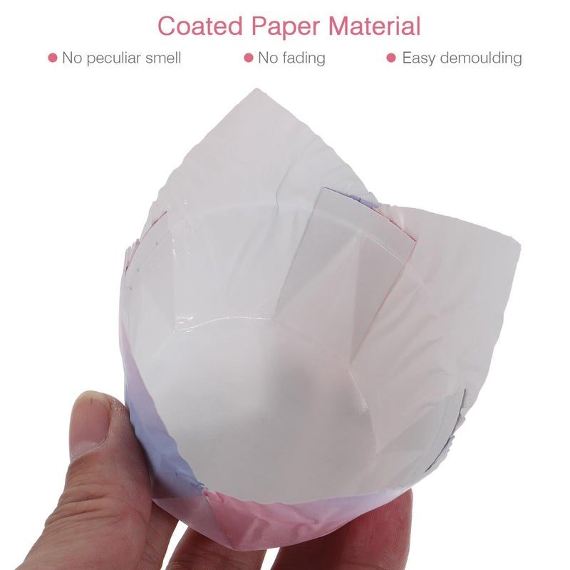 Gradient Color Tulip Baking Cups Coated Paper Muffin Liners 100pcs Pack - Image 5