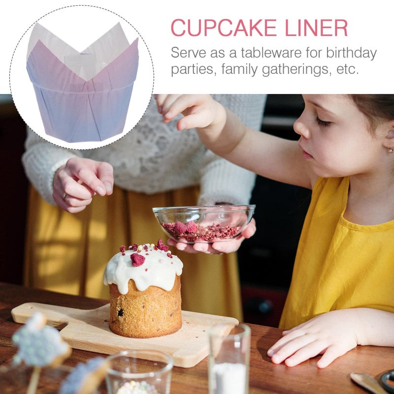 Gradient Color Tulip Baking Cups Coated Paper Muffin Liners 100pcs Pack - Image 4