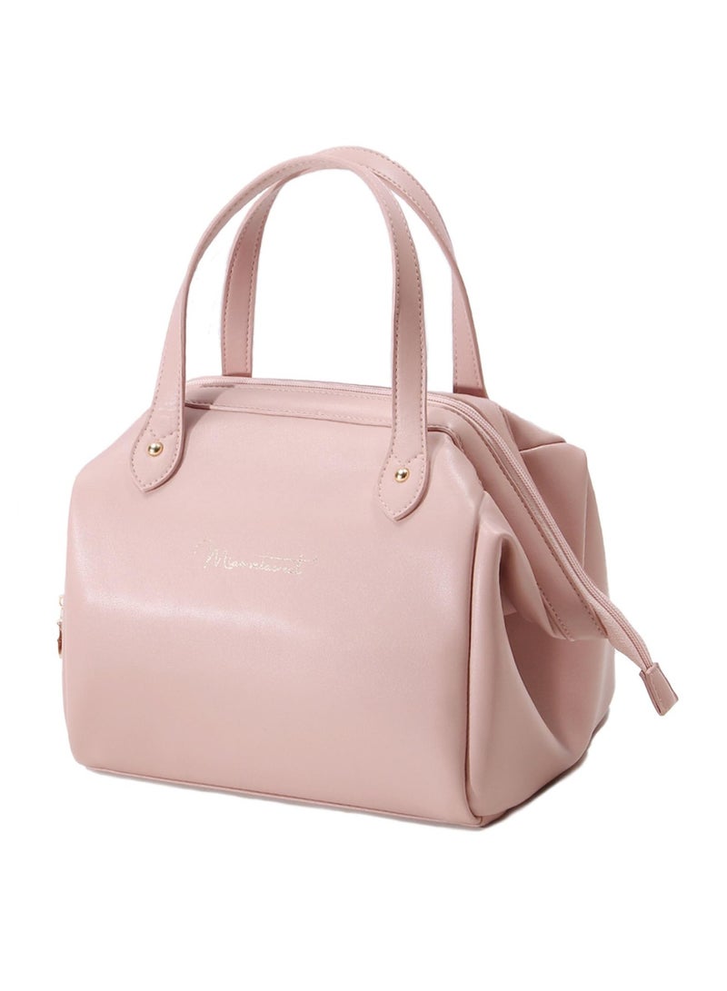 Excefore حقيبة غداء نسائية، حقيبة غداء معزولة، حقيبة غداء، حقيبة غداء من جلد البولي يوريثان مقاومة للماء محمولة صغيرة بسيطة حقيبة غداء للنساء للعمل أو النزهة أو السفر (وردي) - Image 1