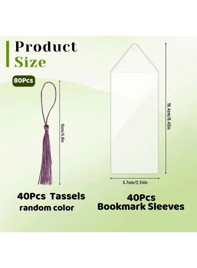 40 Transparent Bookmark Covers With Tassels Photo Frame Stands For Gift Tags Christmas Wedding Party - Image 2
