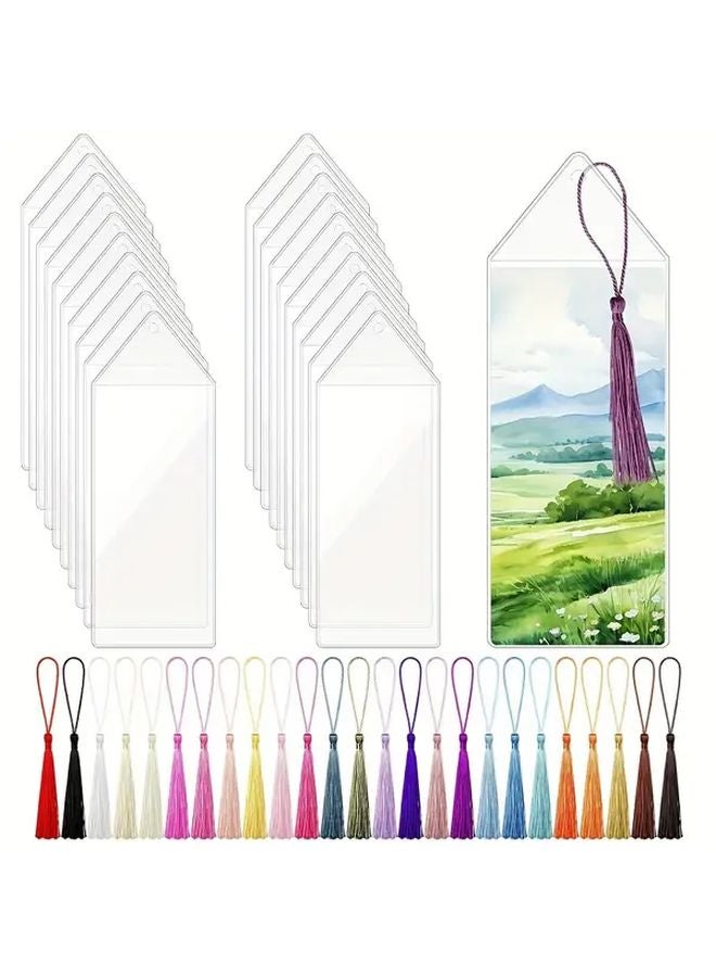 40 Transparent Bookmark Covers With Tassels Photo Frame Stands For Gift Tags Christmas Wedding Party - Image 1