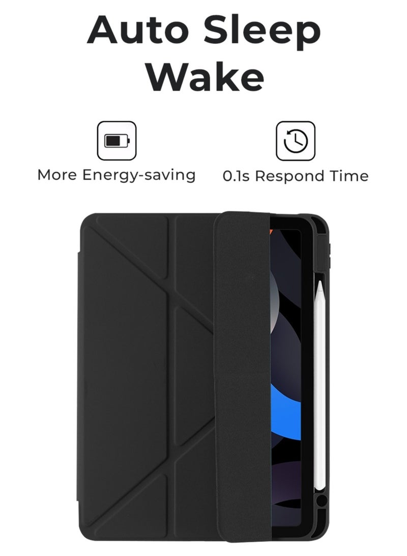 glassology حافظة آيباد واقية Y Fold + واقي شاشة لآيباد 10.9 (2022) أسود : مجموعة حافظة مع حامل قلم، غلاف لوحي مضاد للصدمات مع حامل نحيف، استيقاظ/نوم تلقائي مع واقي شاشة. - Image 4