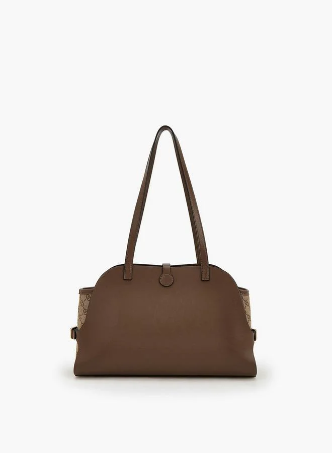 Celeste TAN Monogram Textured Shoulder Bag With Double Handle for Women | Best Price UAE