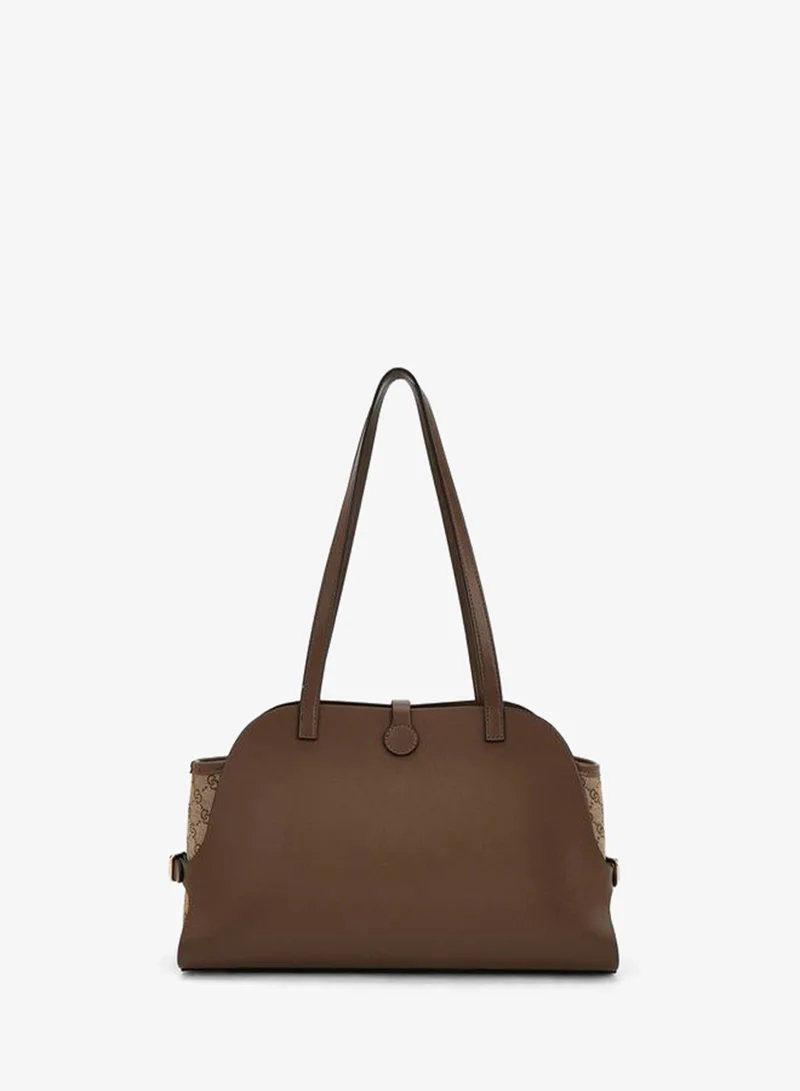 Celeste Monogram Textured Shoulder Bag With Double Handle