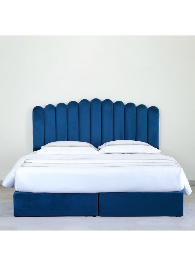 Karnak Almira Upholstered Velvet Bed Frame Bedroom Furniture Strong And Sturdy Modern Design Wooden Bed | Quiet & Comfortable Bed (King - 180x200cm, Blue) - Image 2