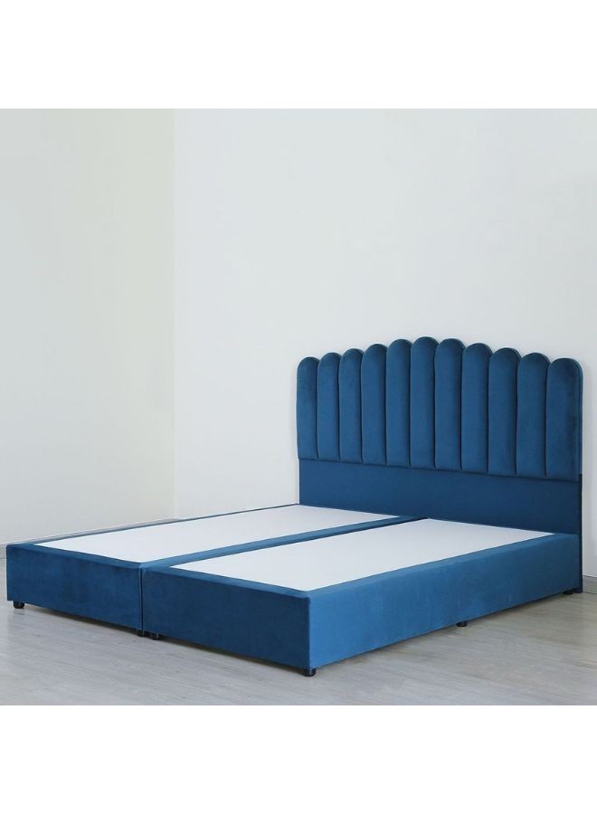 Karnak Almira Upholstered Velvet Bed Frame Bedroom Furniture Strong And Sturdy Modern Design Wooden Bed | Quiet & Comfortable Bed (King - 180x200cm, Blue) - Image 4