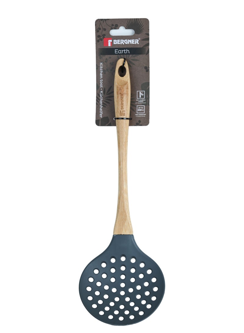 BERGNER EARTH NYLON(PBT) SKIMMER WITH BABOO HANDLE 33 CM, WOODEN BROWN/GREY COLOR, BG39106GY  - Image 4