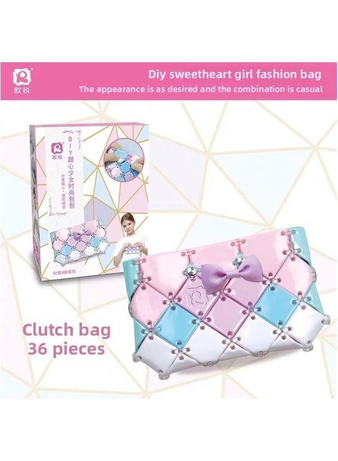 Children's Detachable Woven Shoulder Bag Handmade Material Diy Girl Gift Toy-Color:Clutch (36 Pieces)  - Image 1