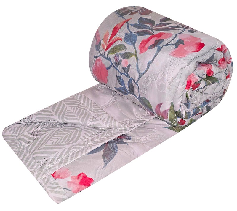 Fancy Walas Dohar Double Bed 100% Cotton Blankets for Summer | 90x100inch, 150GSM Ac Comforter and Cooling Blankets for Summer | Classic Printed Design | Grey Color | Quilt | Ideal for Gifting - Image 1