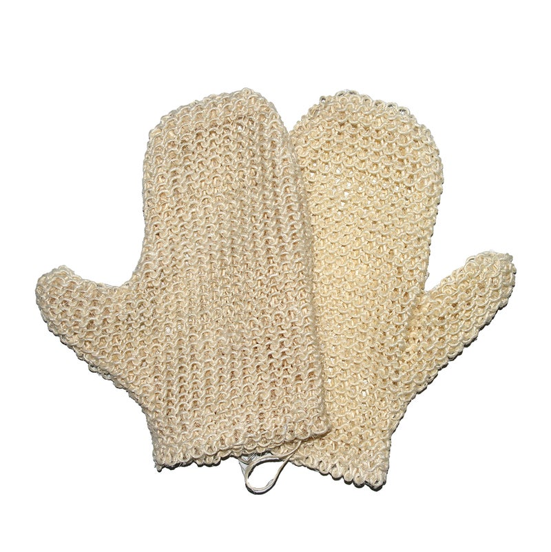 Classic Natural Sisal Bath Spa Shower Scrubber Sponge Fiber Glove Mitt Soften Smooth Renew Skin AntiAging EcoFriendly Pack of 2