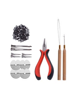 yantaisiyu 200Pcs Silicone Micro Rings Hair Extensions Tools Kit: Threehole Hair Pliers Micro Pulling Hook Needle Loop Threader And Silicone Micro Links (Black)  - Image 2