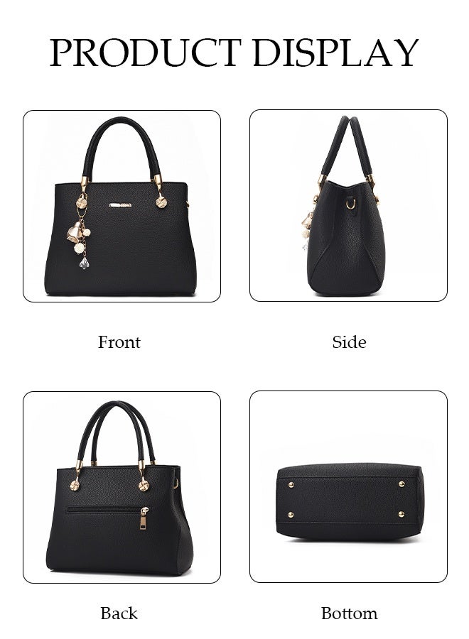 DUNISO Women's Shoulder Bag, Soft Leather Messenger Bag, Fashionable Handbag With Golden Flower Pendant, Adjustable Shoulder Strap, Suitable For Commuting, Travel, Shopping, Storage And Organization - Image 5