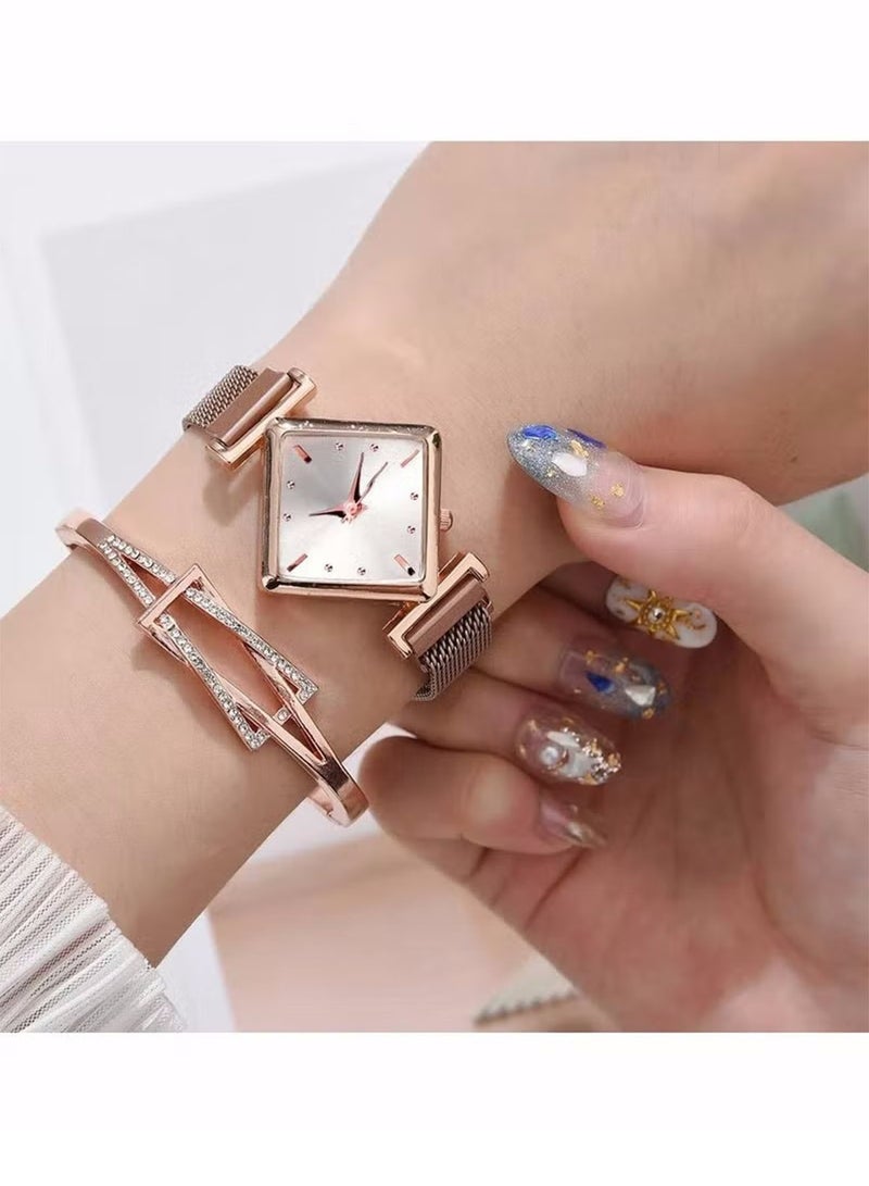 Womens Watch Gifts Set with Bracelet Rose Gold for Lady Female Girls Minimalist Slim Thin Casual Dress Analog Quartz Wrist Watches - Image 2