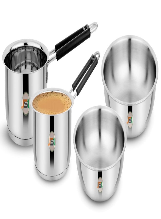 JSI Stainless Steel Cooking Set for Kitchen - 4 Pcs Cookware: Tasla 20cm-24cm & Saucepan 17cm-18cm, Heavy Guage Induction Base Cookware Set Comes with Tri-Ply Sandwich Bottom - Image 1