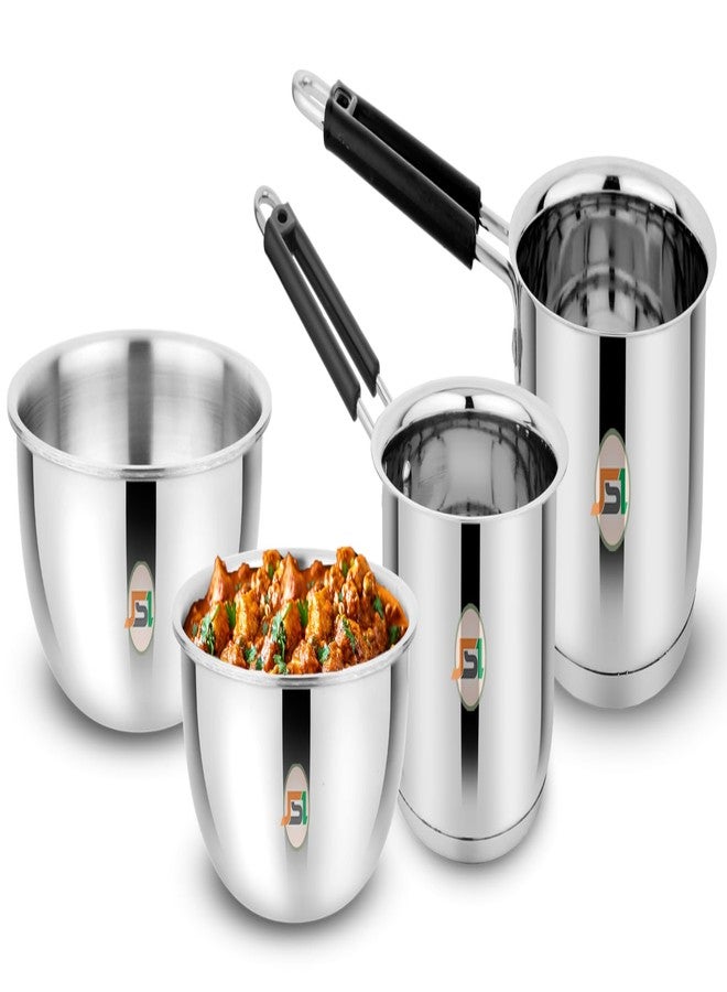 JSI Stainless Steel Cooking Set for Kitchen - 4 Pcs Cookware: Tasla 20cm-24cm & Saucepan 17cm-18cm, Heavy Guage Induction Base Cookware Set Comes with Tri-Ply Sandwich Bottom - Image 2